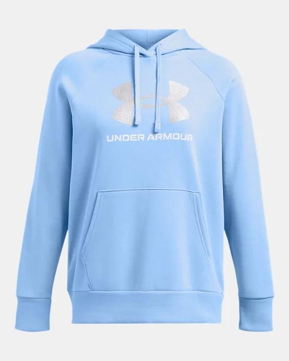 Plus Size Under Armour Rival Fleece Big Glitter Logo Hoodie, Women's, Size: 1XL, Stellar Pink Product Image