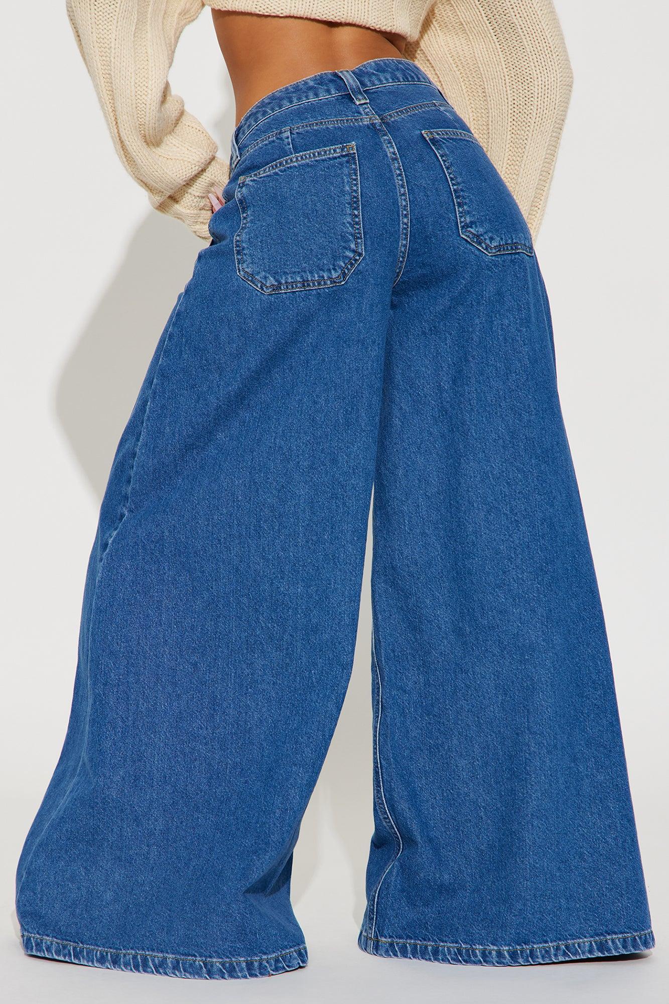 Full Stop Palazzo Jeans - Medium Wash Product Image