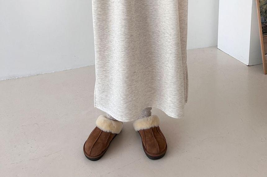 Long-Sleeve Two-Tone Loose-Fit Midi Polo Dress Product Image
