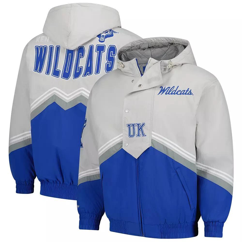 Men's Mitchell & Ness Gray/Royal Kentucky Wildcats Throw It Back Retro Full-Zip Windbreaker Jacket, Size: Large, Grey Product Image