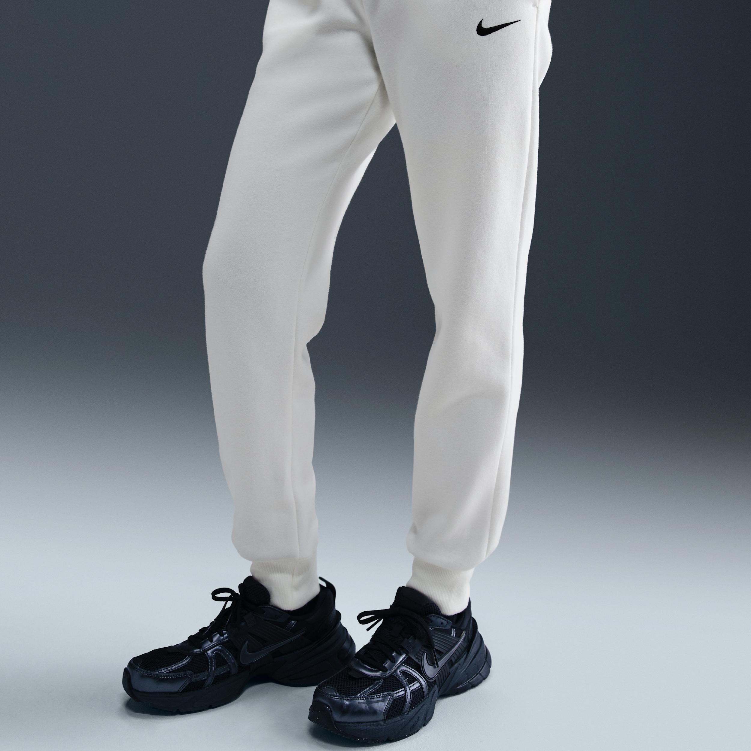 Nike Women's Sportswear Phoenix Fleece Mid-Rise Jogger Sweatpants in White/Sail Size 2XL Cotton/Polyester/Fleece Product Image