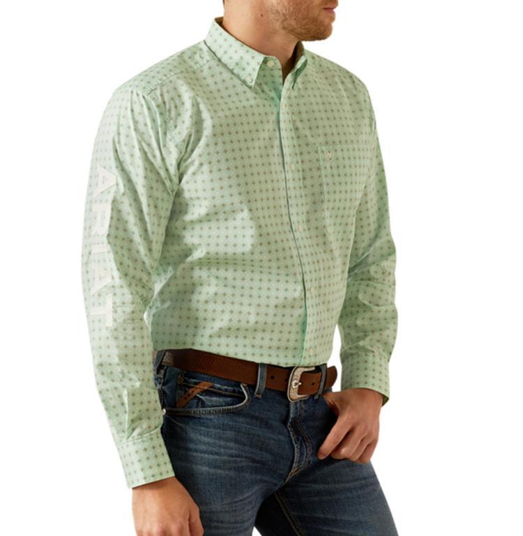 Ariat® Men's L/S Light Green Pierson Print Classic Fit Button Shirt Product Image