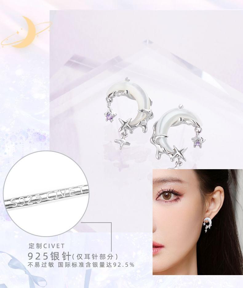 Moon & Star Rhinestone Alloy Drop Earring / Ear Cuff Product Image