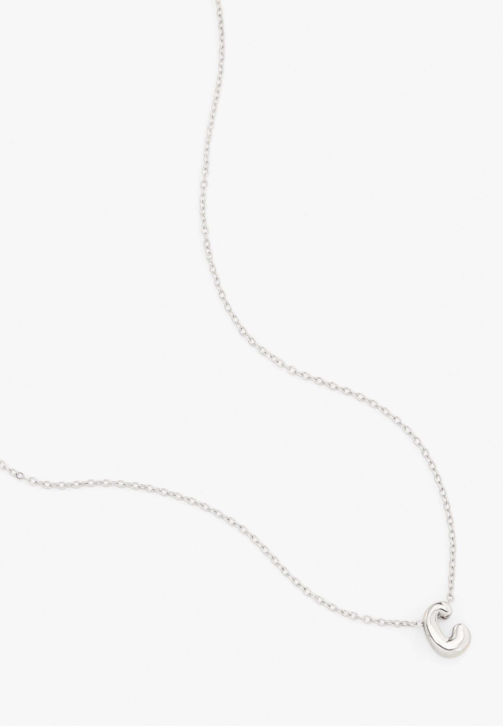 Silver Bubble Initial Pendant Necklace Product Image