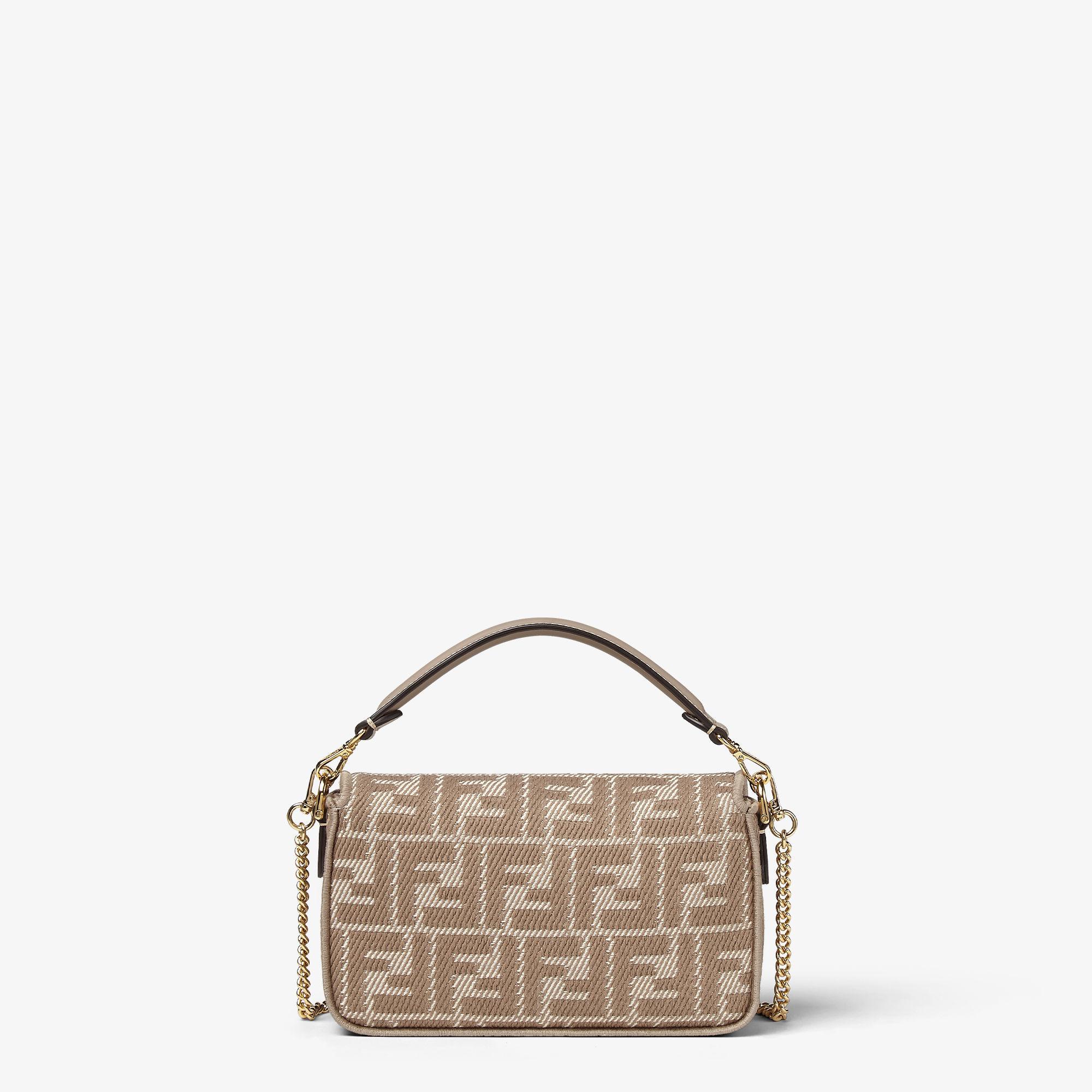 Baguette MiniDove gray denim-effect FF jacquard bag Product Image