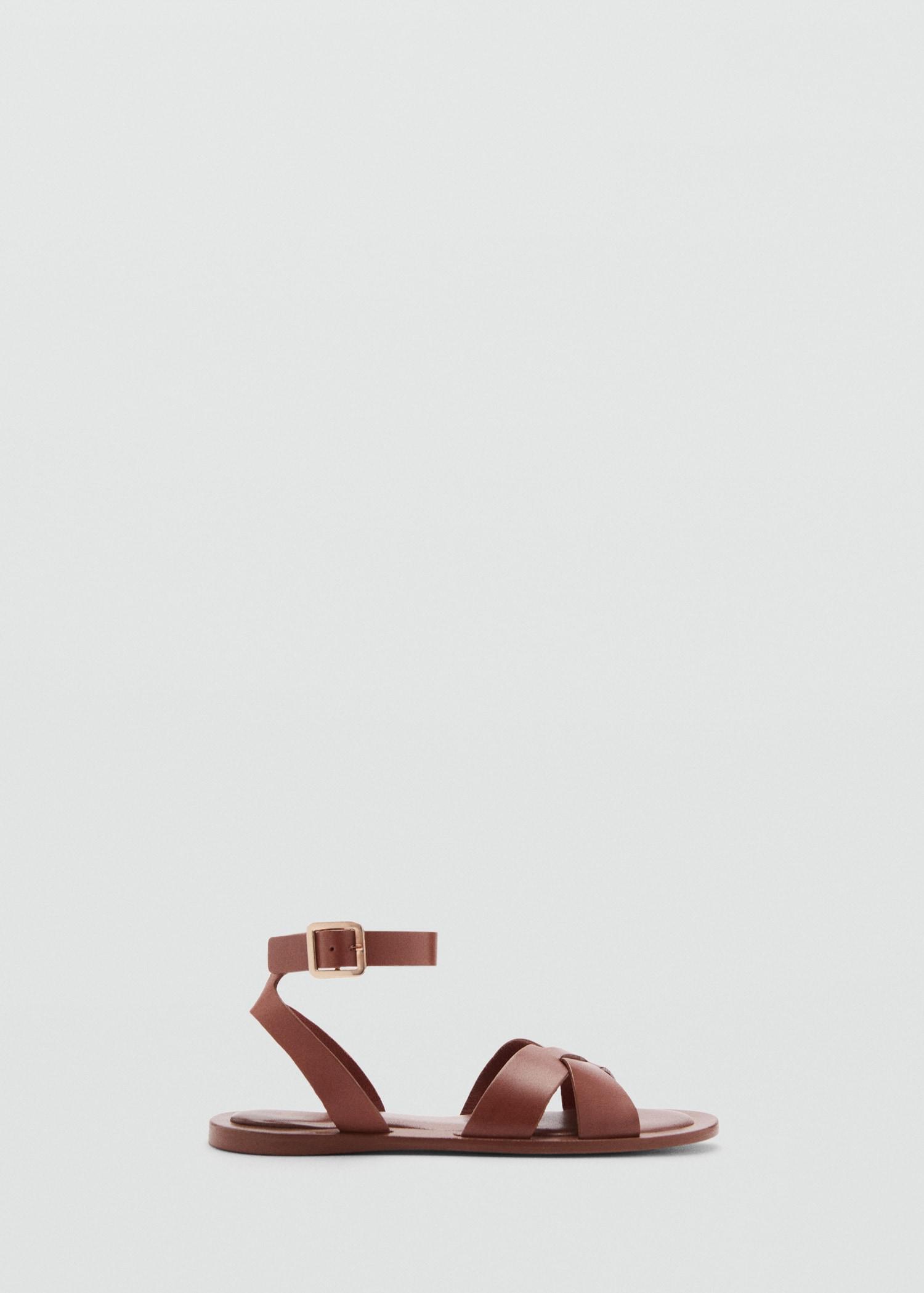 Leather sandals with buckle strap - Women | MANGO USA Product Image