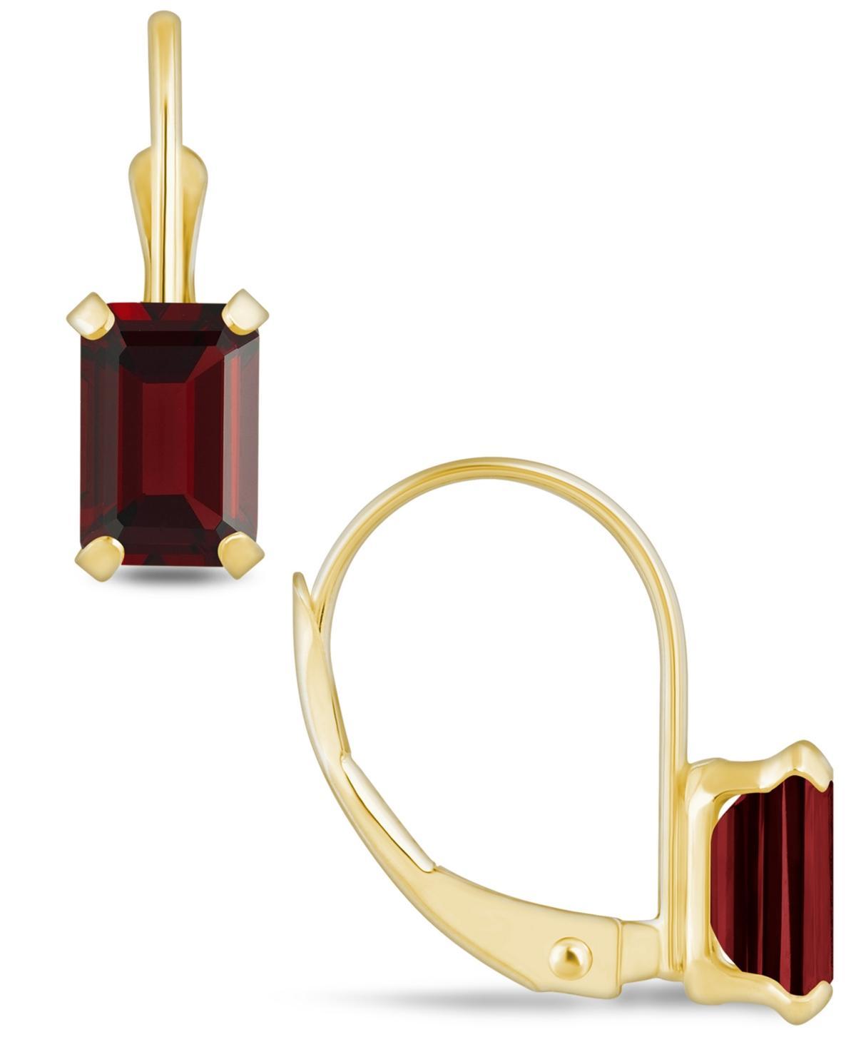 Celebration Gems 10k Gold Emerald Cut Onyx Leverback Earrings, Women's Product Image