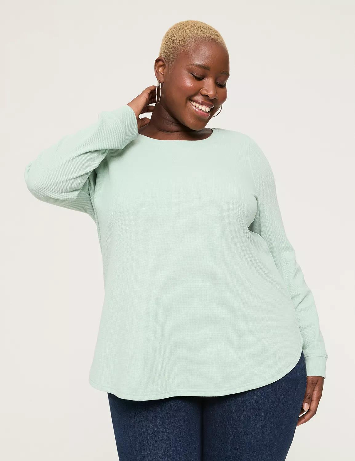 Waffle Knit Curved-Hem Tee Product Image