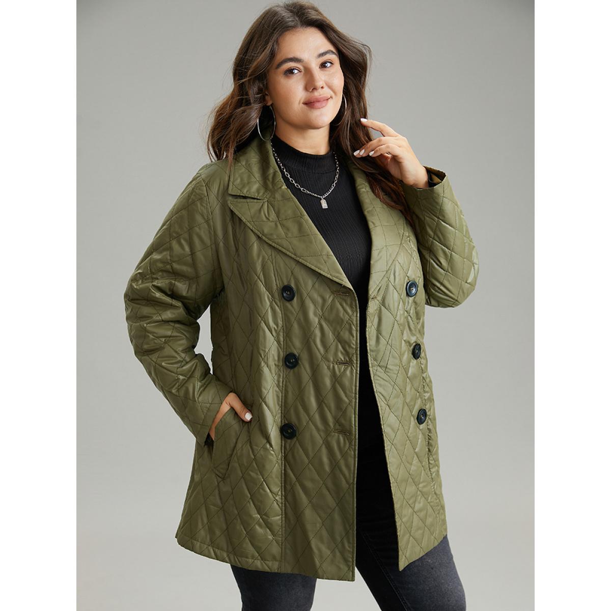 Plus Size Women Dailywear Plain Belted No stretch 28/5X Pocket Belt Casual Cotton Jackets BloomChic Product Image