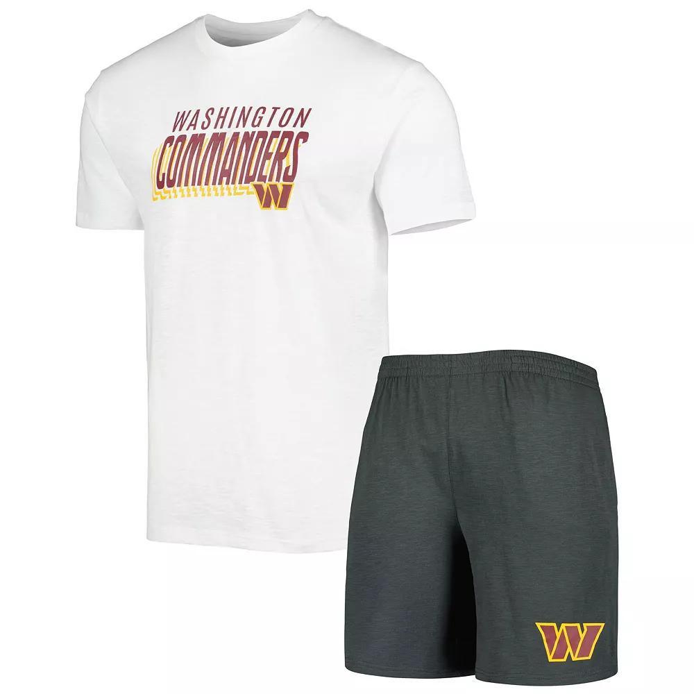 Men's Concepts Sport Charcoal/White Washington Commanders Downfield T-Shirt & Shorts Sleep Set, Size: XL, Wft Charco Product Image