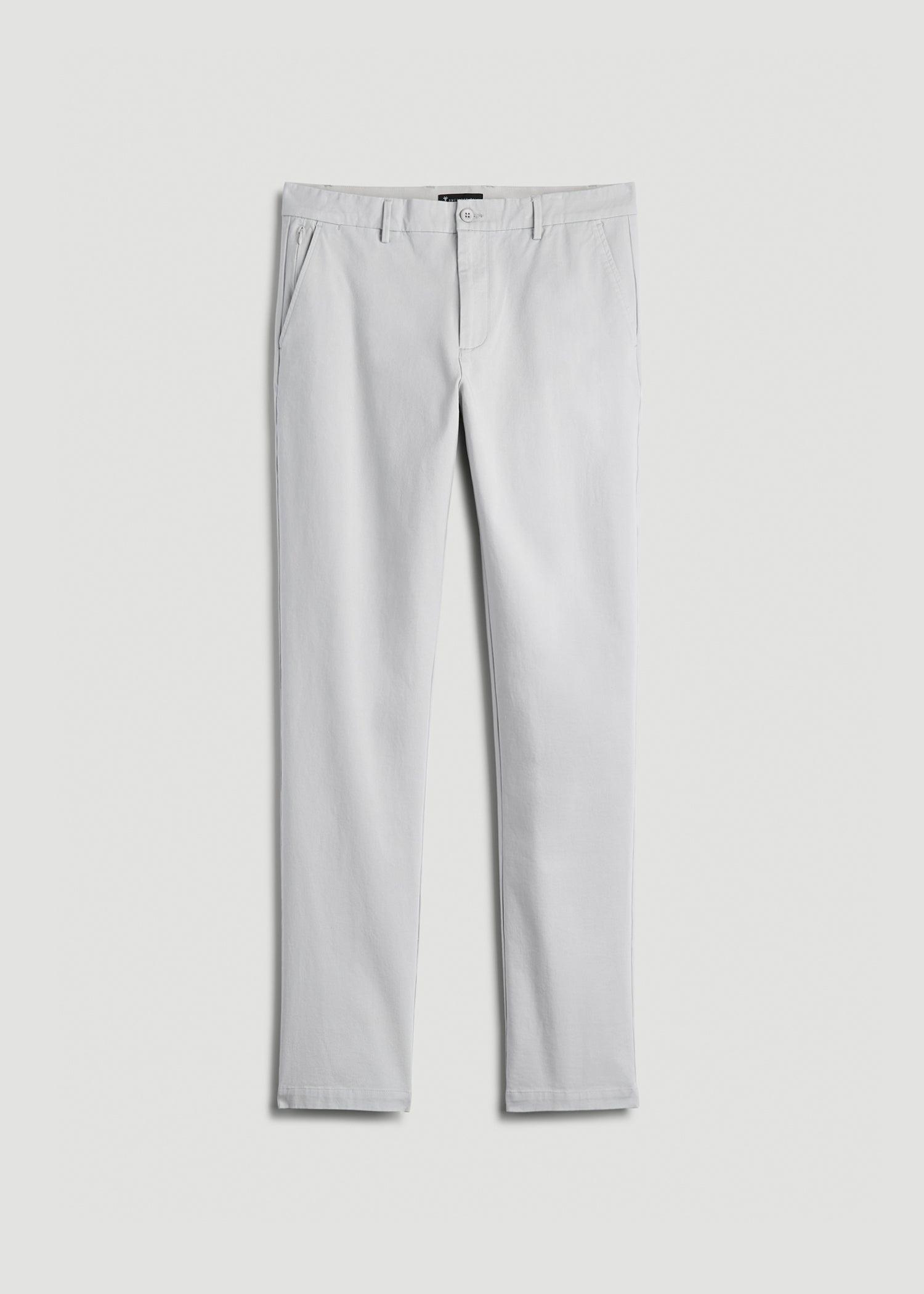 4 Way Stretch Commuter TAPERED Chino Pants for Tall Men in Silver Drop Product Image