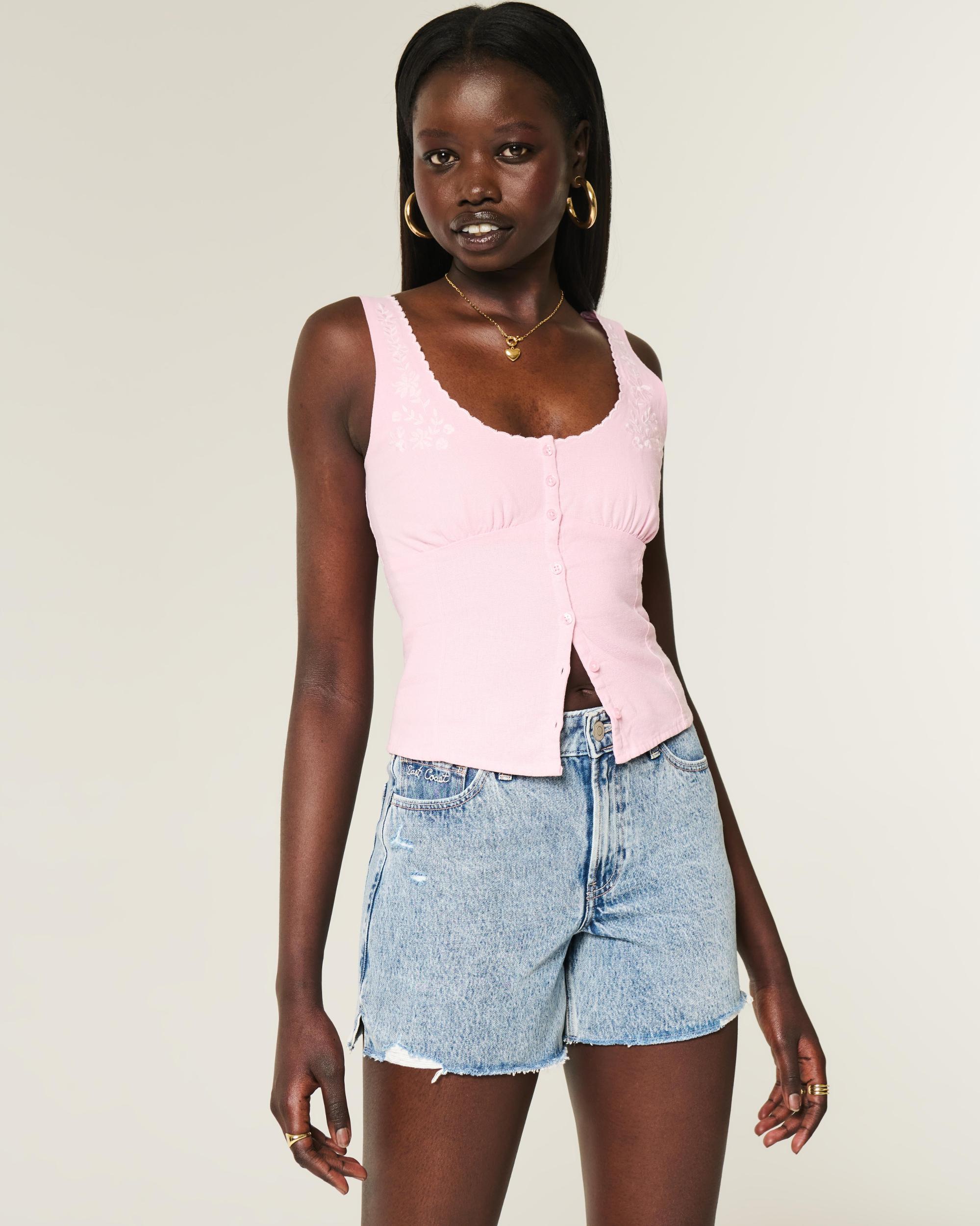 High-Rise Washed Black Relaxed Denim Shorts 5" Product Image