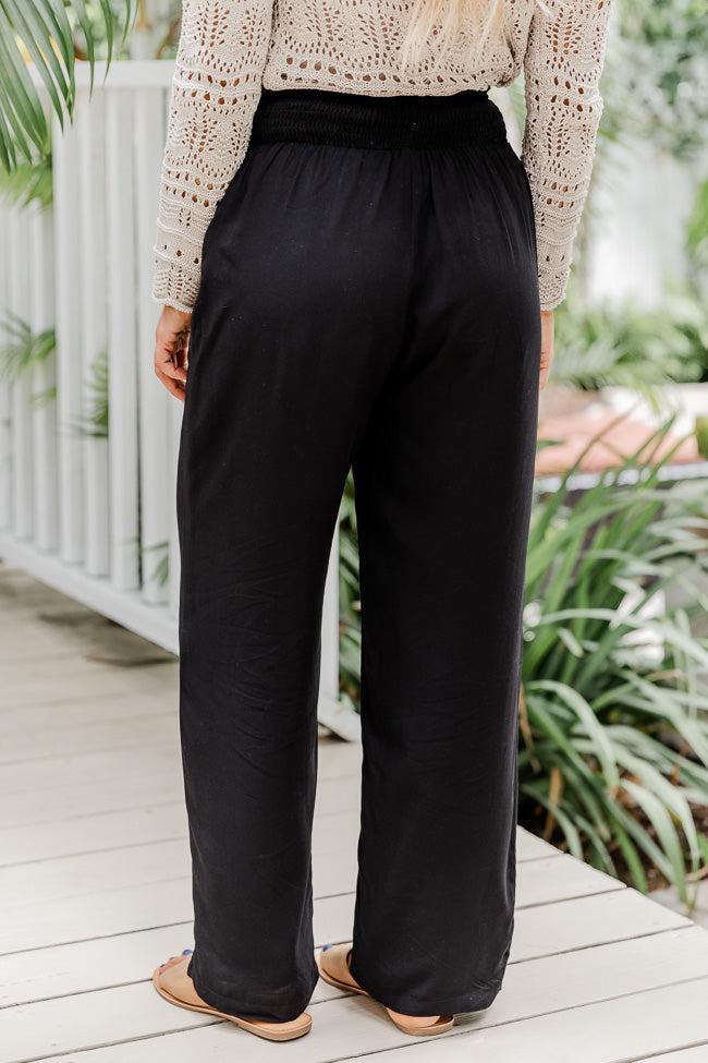 Far And Wide Smocked Waist Black Pants FINAL SALE Product Image