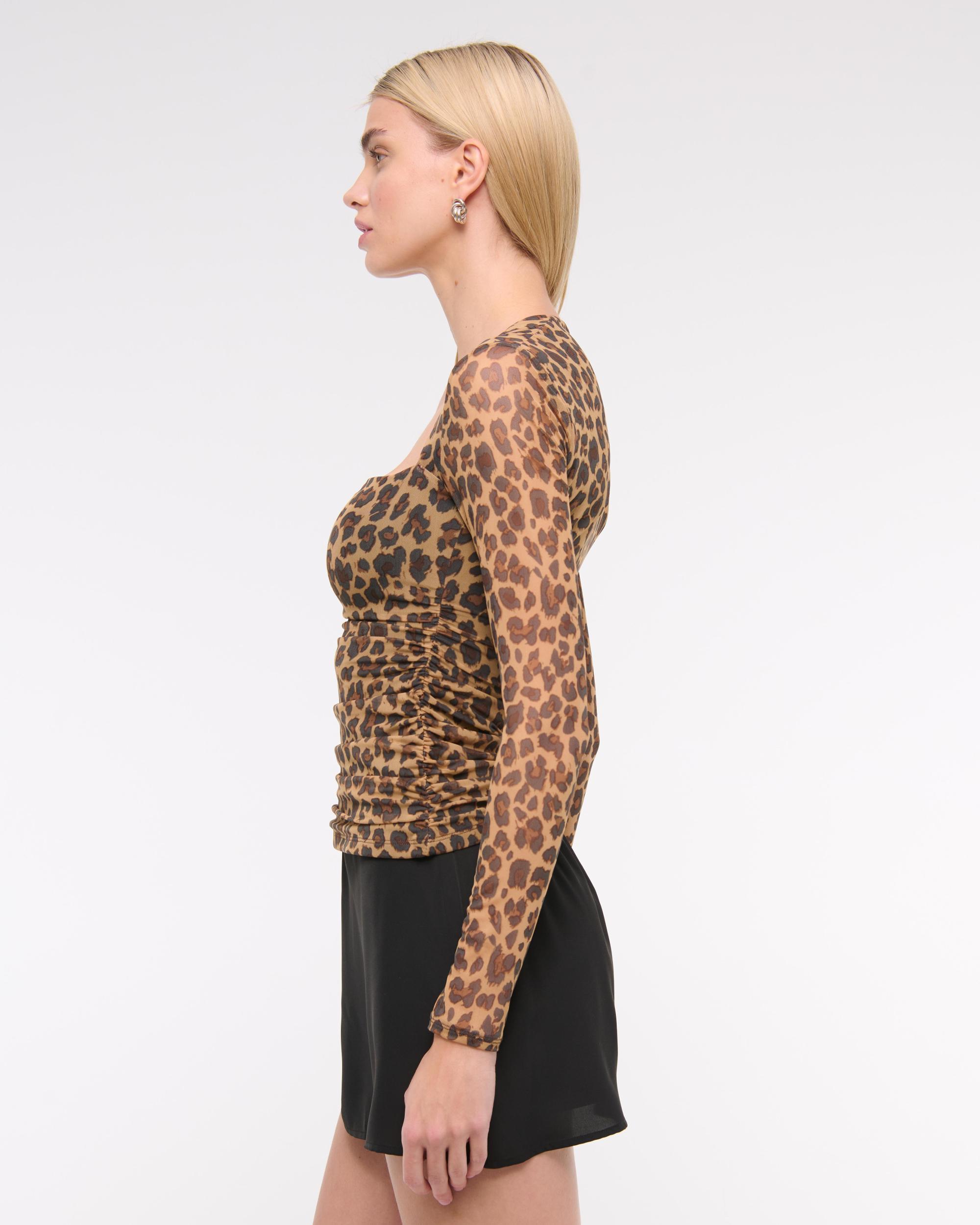 The A&F Ava Long-Sleeve Mesh Top Product Image