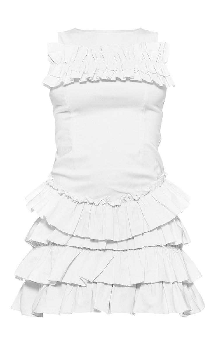 White Ruffle Tiered Shift Dress Product Image