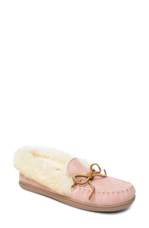 Minnetonka Alpine Bow Detail Suede Sheepskin Slippers Product Image