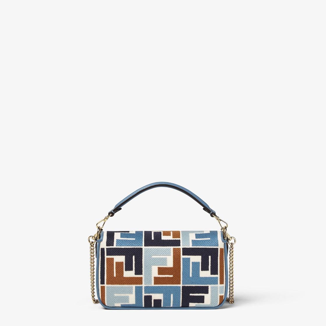 Baguette MiniCanvas bag with multicolor FF embroidery Product Image