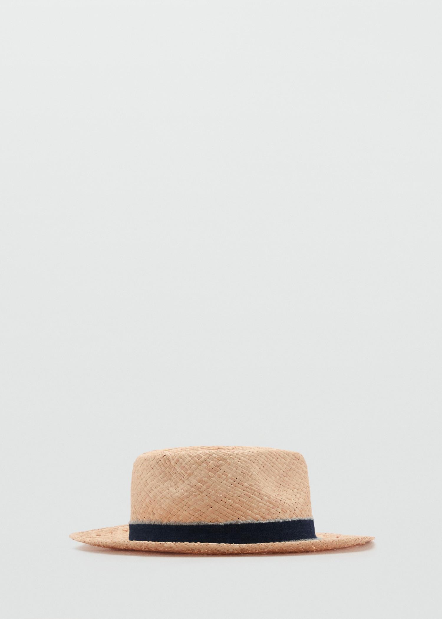 Raffia hat with denim bow - Women | MANGO USA Product Image