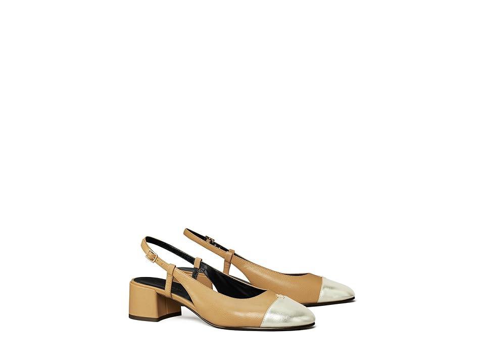 Womens 45MM Logo-Detailed Leather Cap-Toe Pumps Product Image