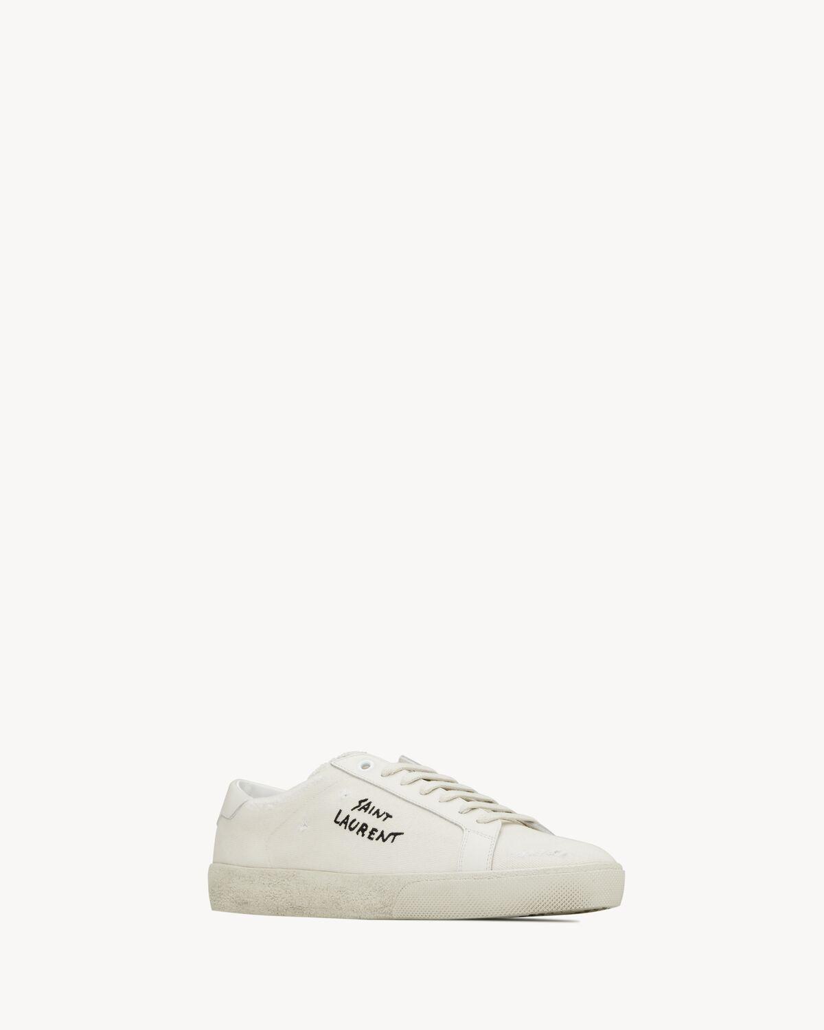 court classic sl/06 embroidered sneakers in canvas and leather | Saint Laurent | YSL.com Product Image