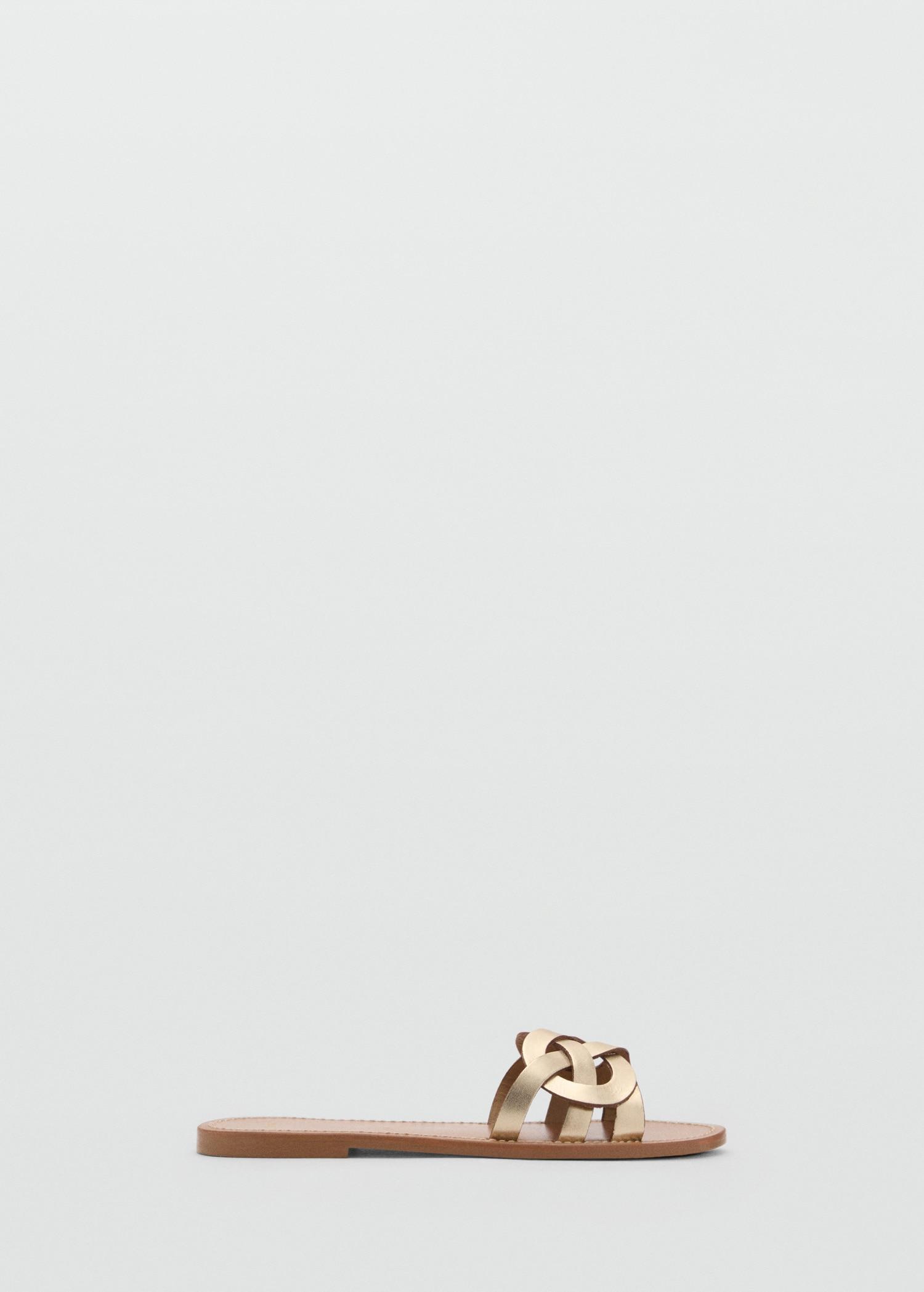 Leather sandals with intertwined strap - Women | MANGO USA Product Image