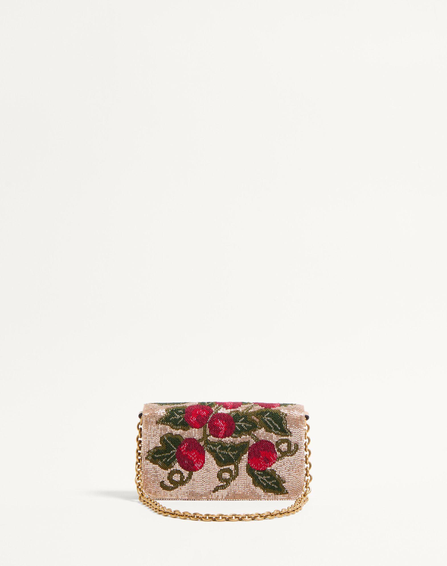 Valentino Garavani Vain Embroidered Shoulder Clutch With Cherryfic Pattern Product Image
