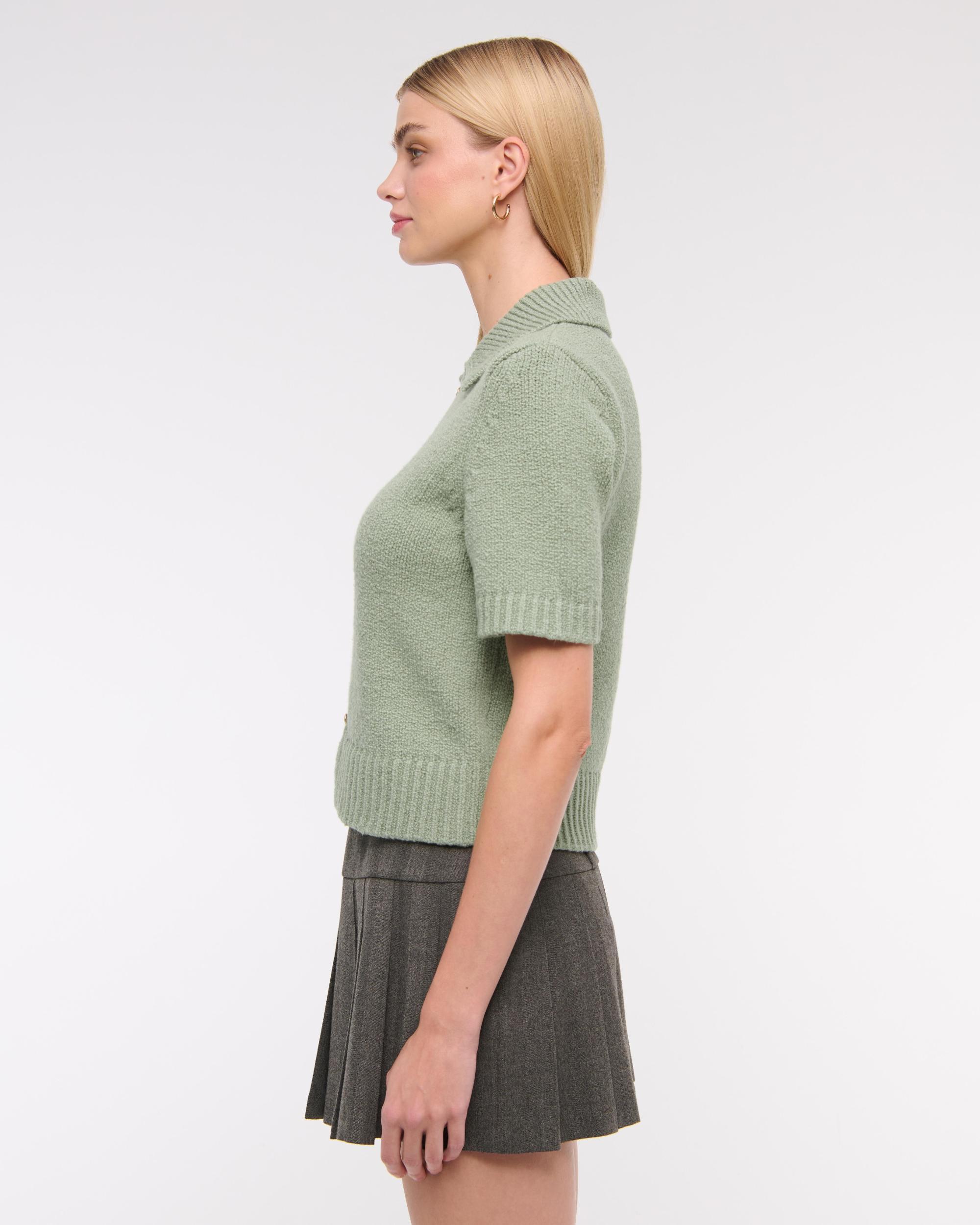 Short-Sleeve Collared Cardigan Product Image