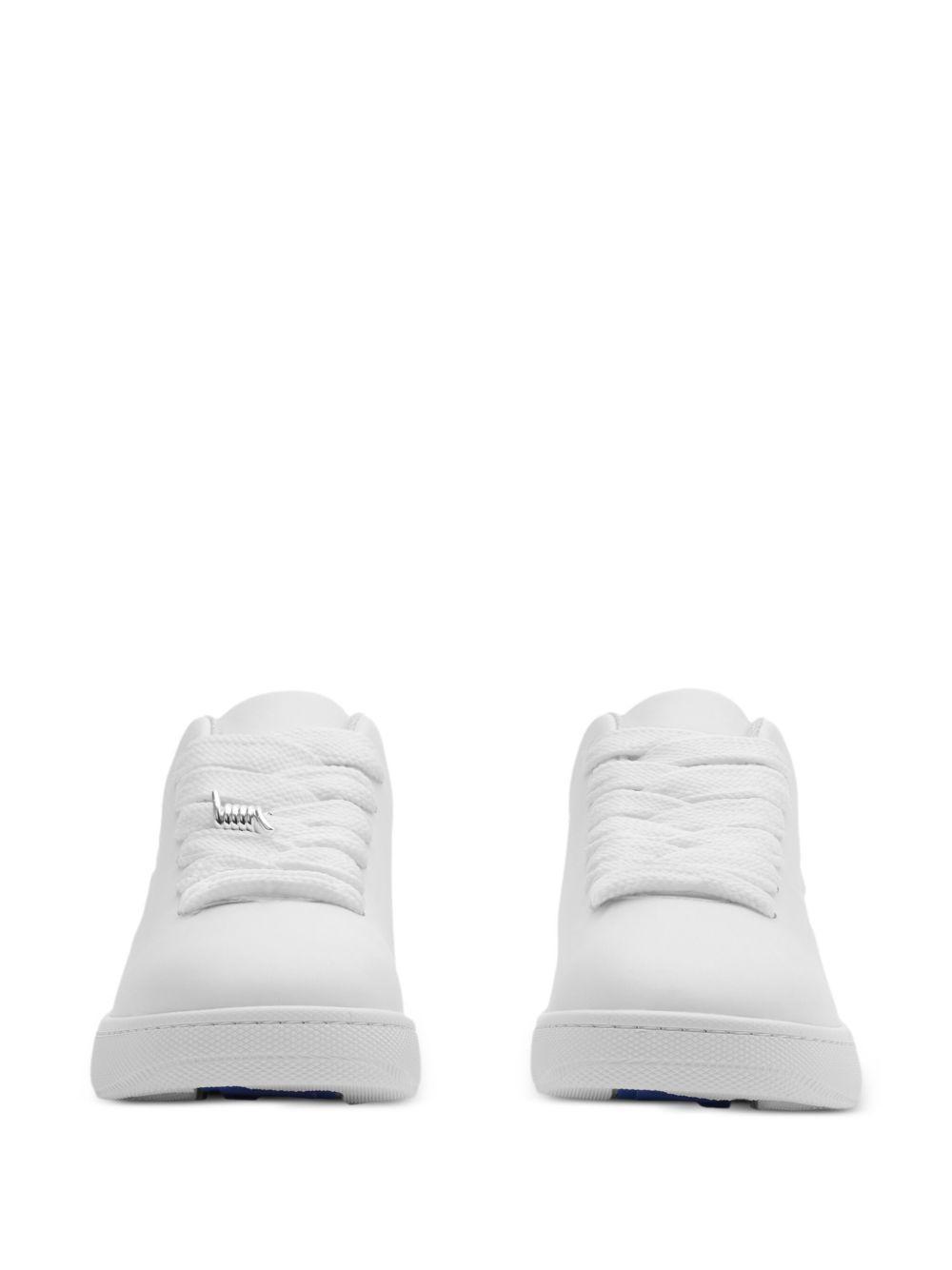 Box logo-debossed leather sneakers Product Image