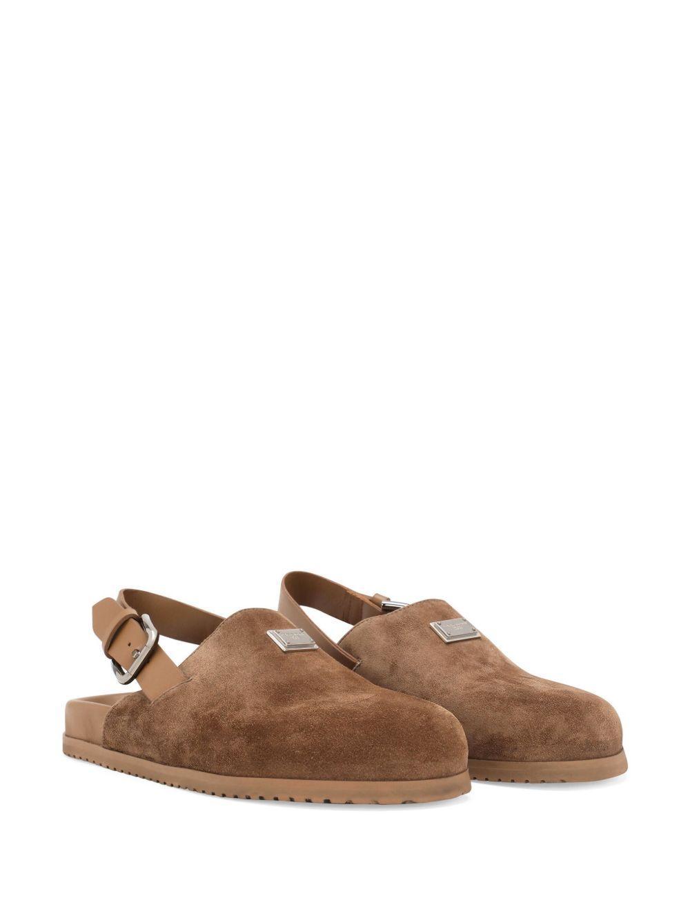 logo-plaque suede mules Product Image
