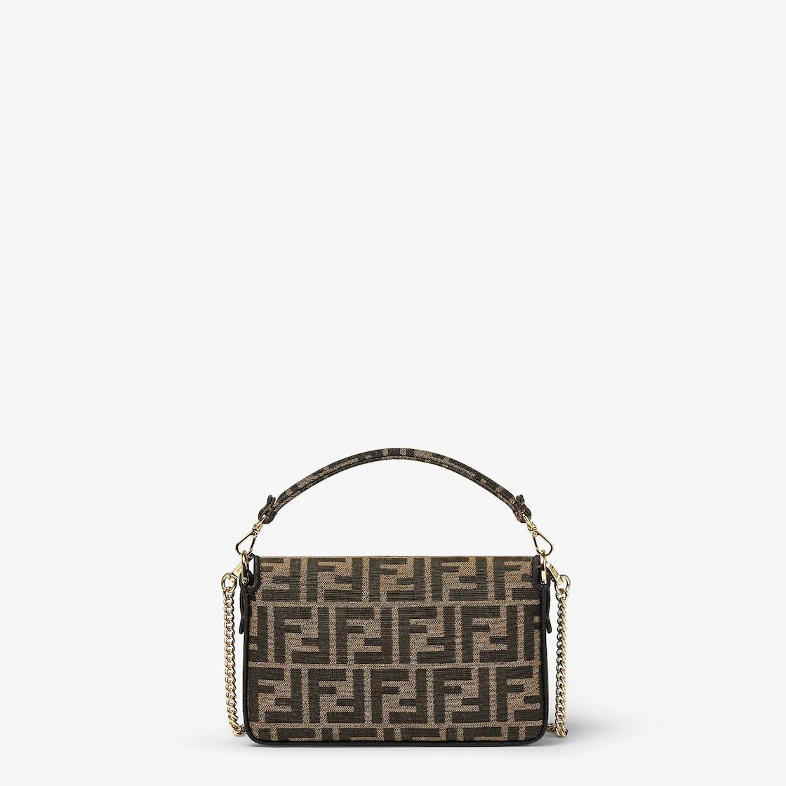 Baguette MiniBrown FF jacquard fabric bag Product Image