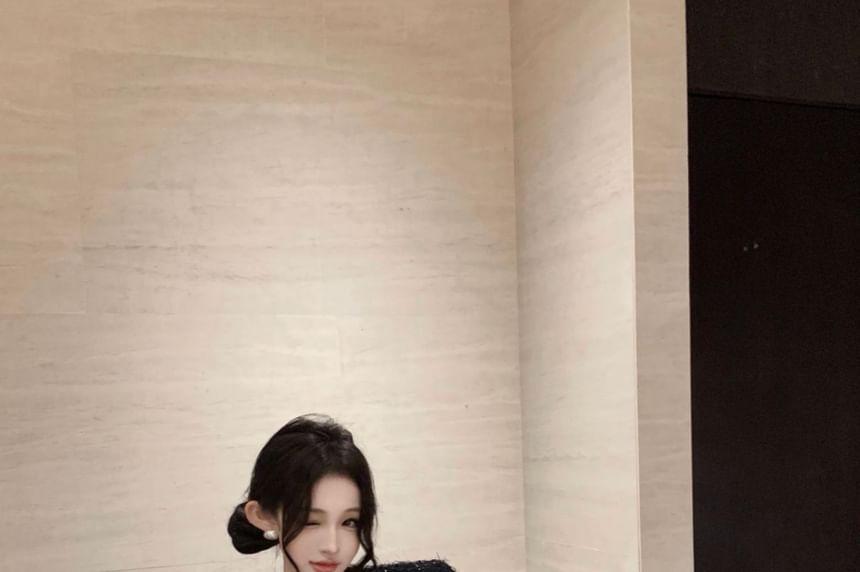 Button-Up Tweed Jacket / Crop Camisole Top Product Image