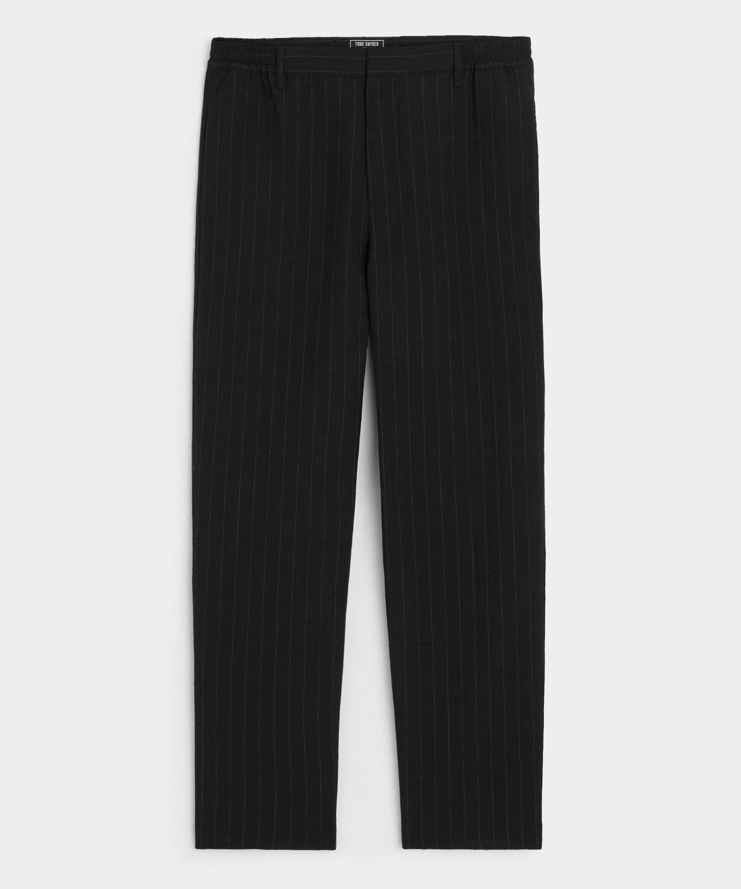 Italian Wool Linen Set in Black Pinstripe Product Image