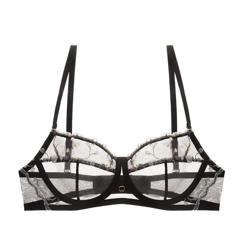 Floral Embroidered Lace Bra Product Image