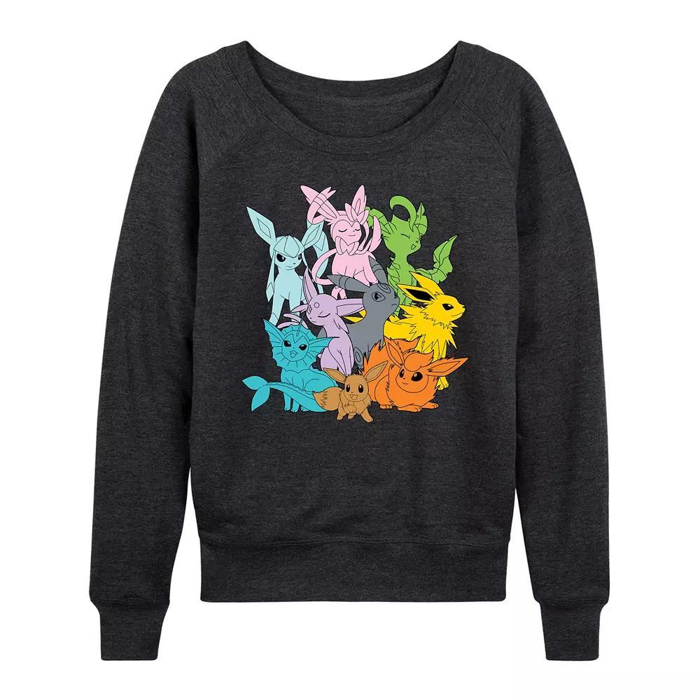 Women's Pokemon Eevolutions French Terry Long Sleeve Tee, Size: XXL, Heather Grey Product Image