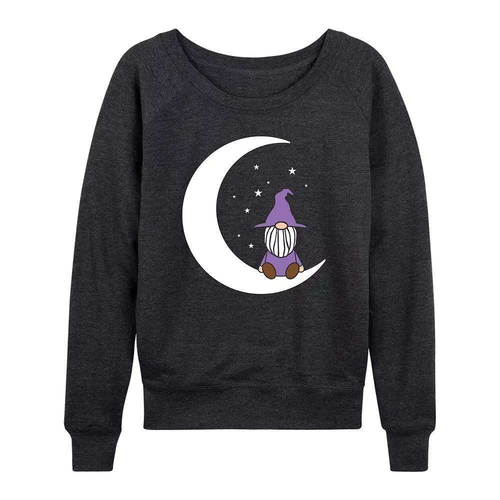 Women's Witch Gnome On Moon French Terry Long Sleeve Tee, Size: XL, Heather Grey Product Image