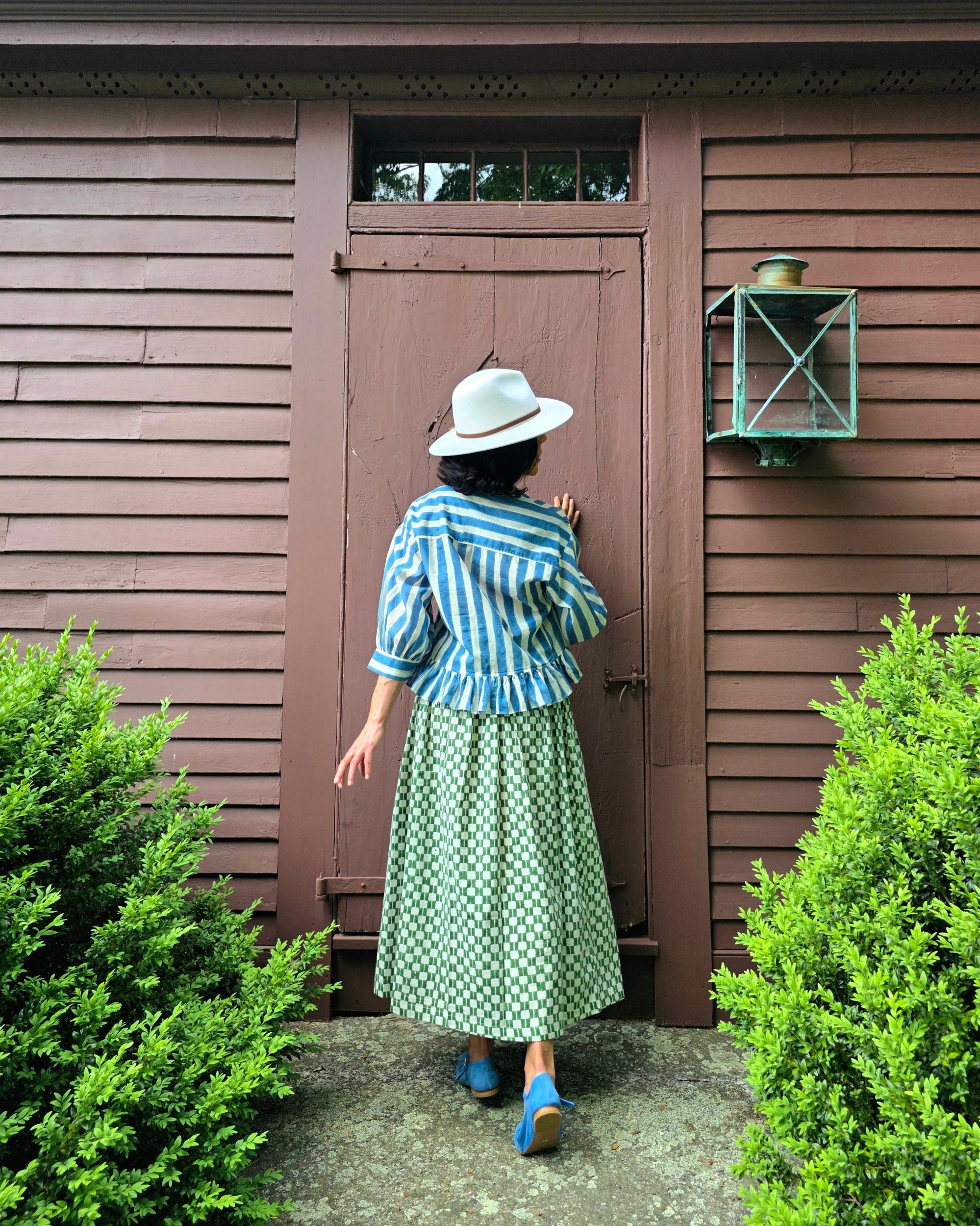 Green Blocks Smocked Skirt Product Image