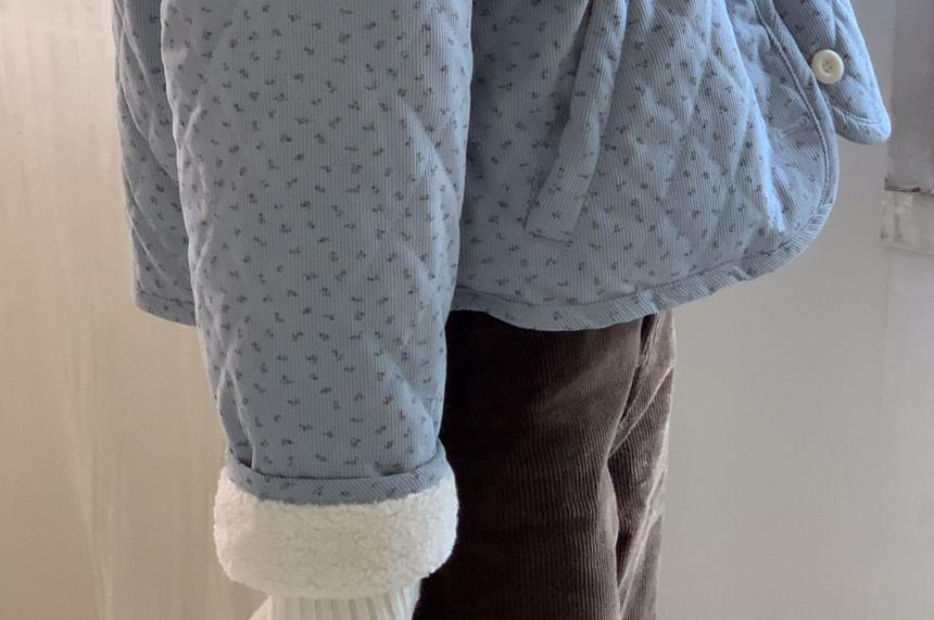 Floral Quilted Fleece-Lined Button Jacket Product Image
