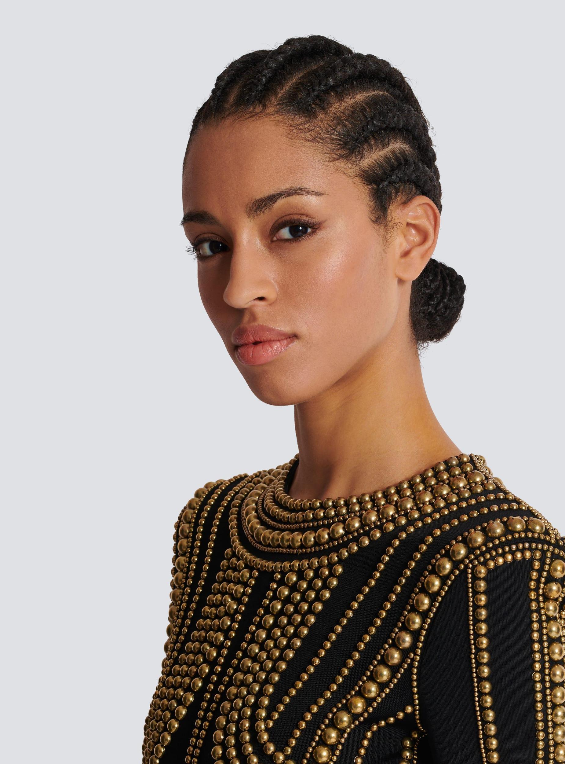 Short gold bead-embroidered dress Product Image