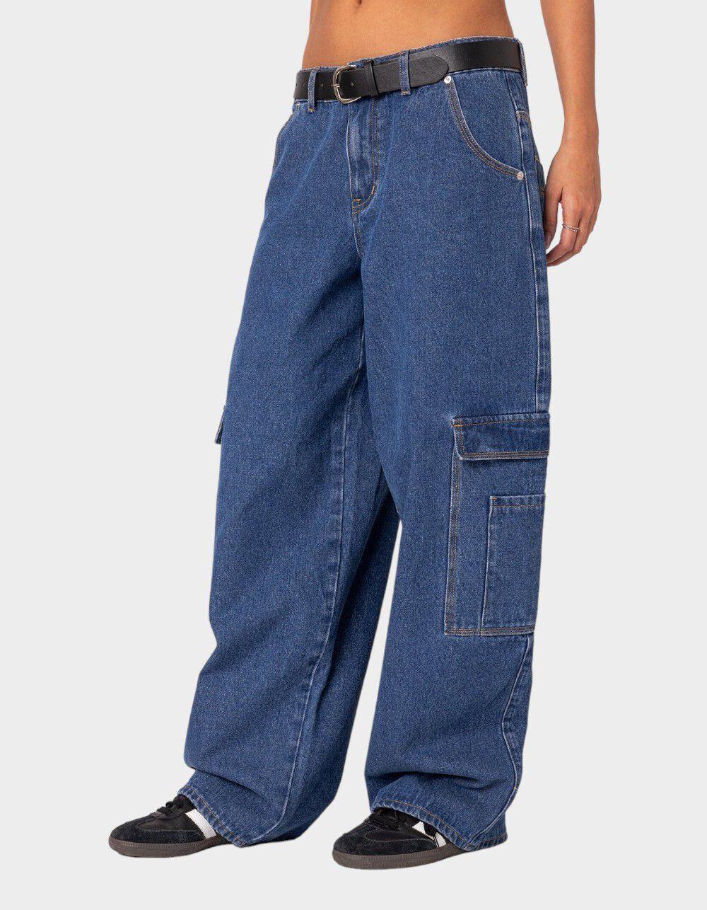 EDIKTED Super Oversized Belted Boyfriend Jeans Product Image