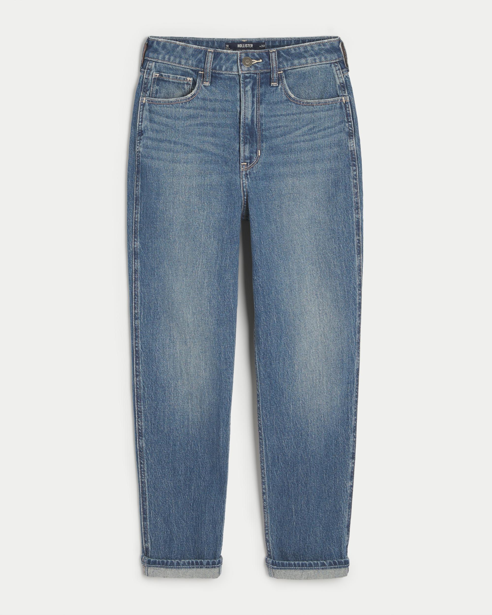 Ultra High-Rise Dark Wash Mom Jeans Product Image
