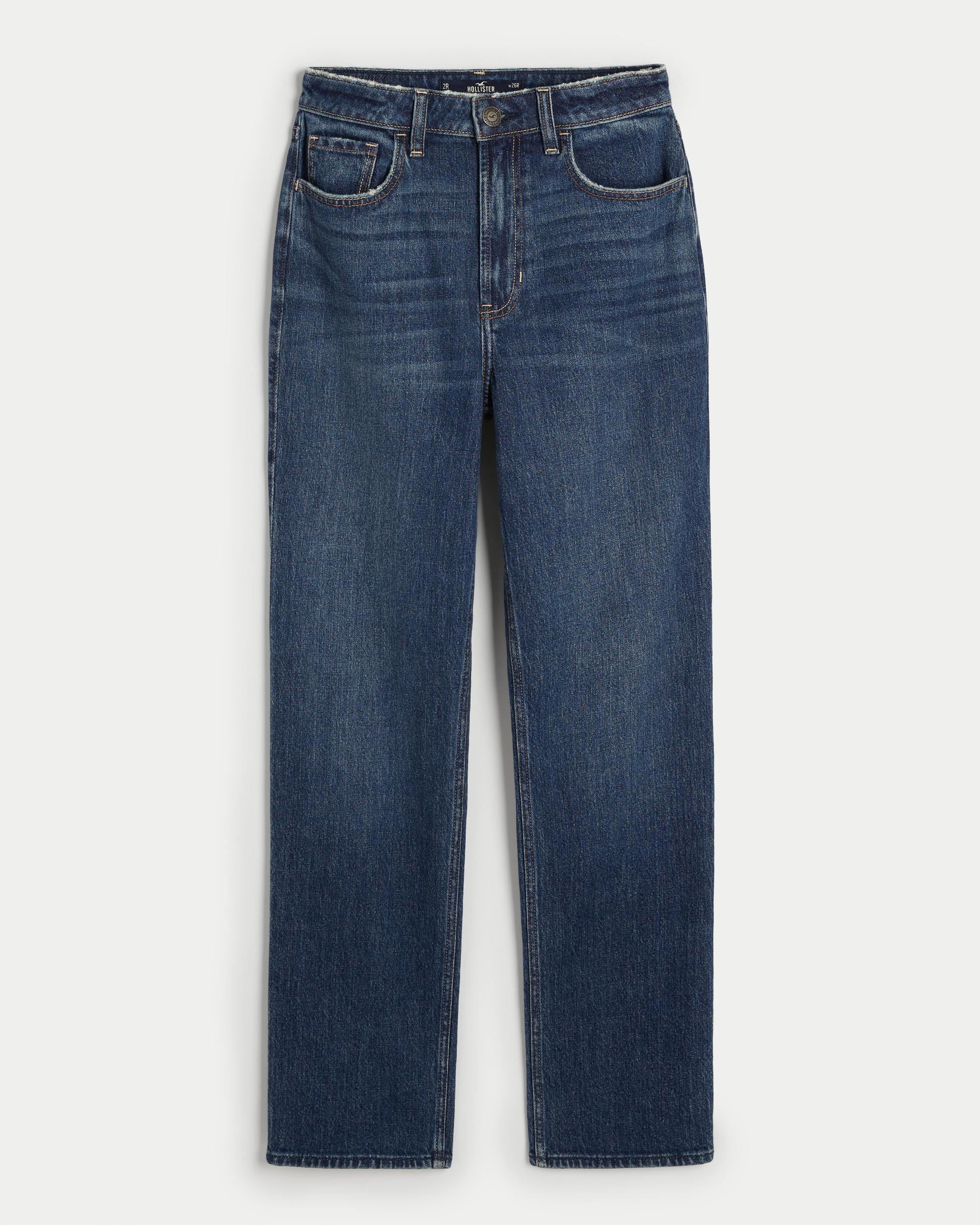 Ultra High-Rise Dark Wash 90s Straight Jeans Product Image