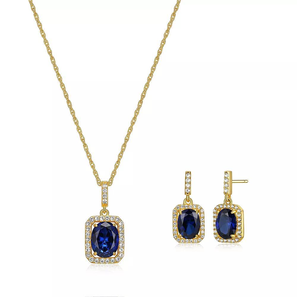 18k Gold over Silver Birthstone Drop Earrings & Pendant Necklace Set, Women's, Size: 18", Genuine Purple Feb Product Image