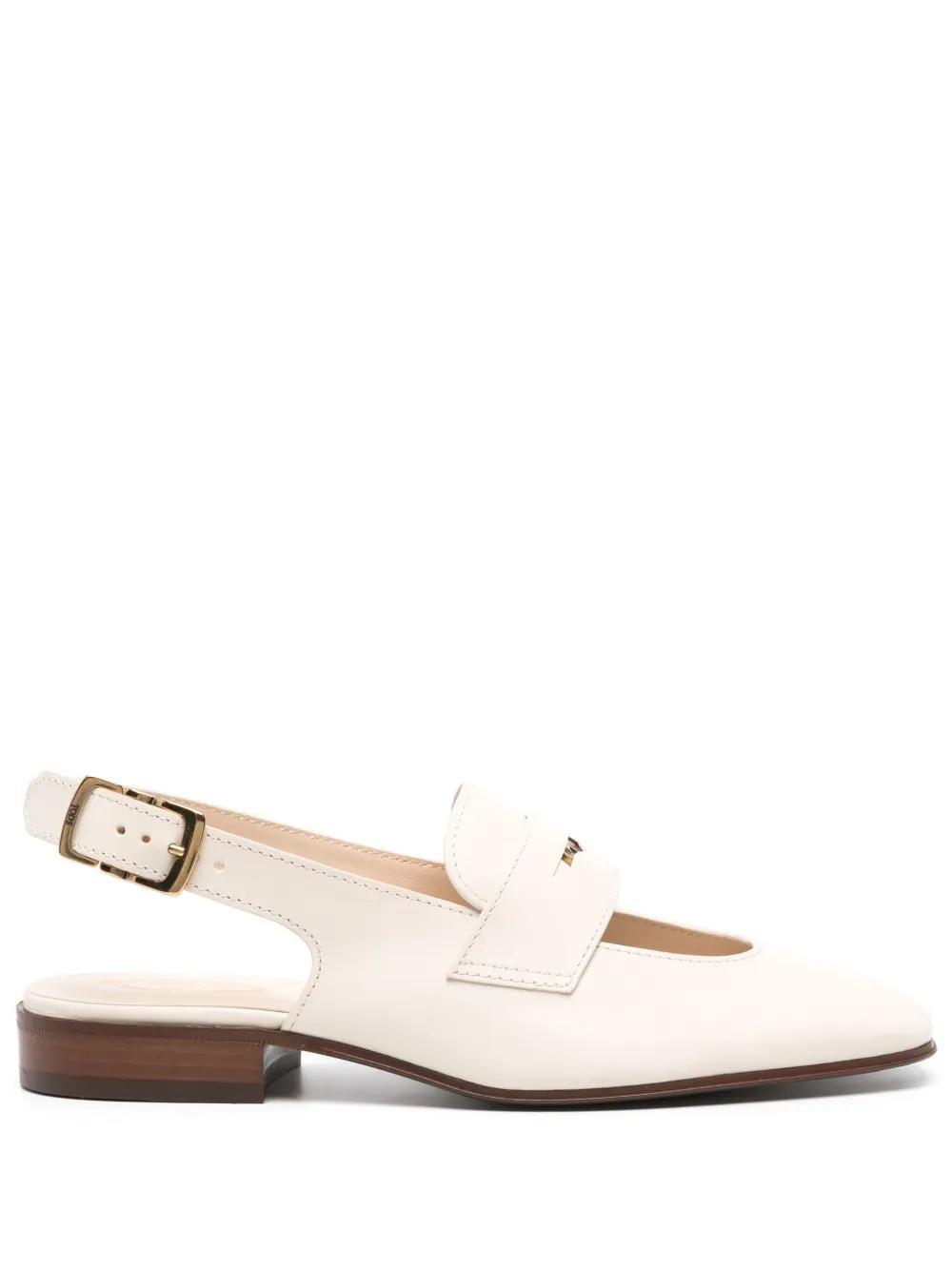 TOD'S Slingback Leather Loafers In White Product Image