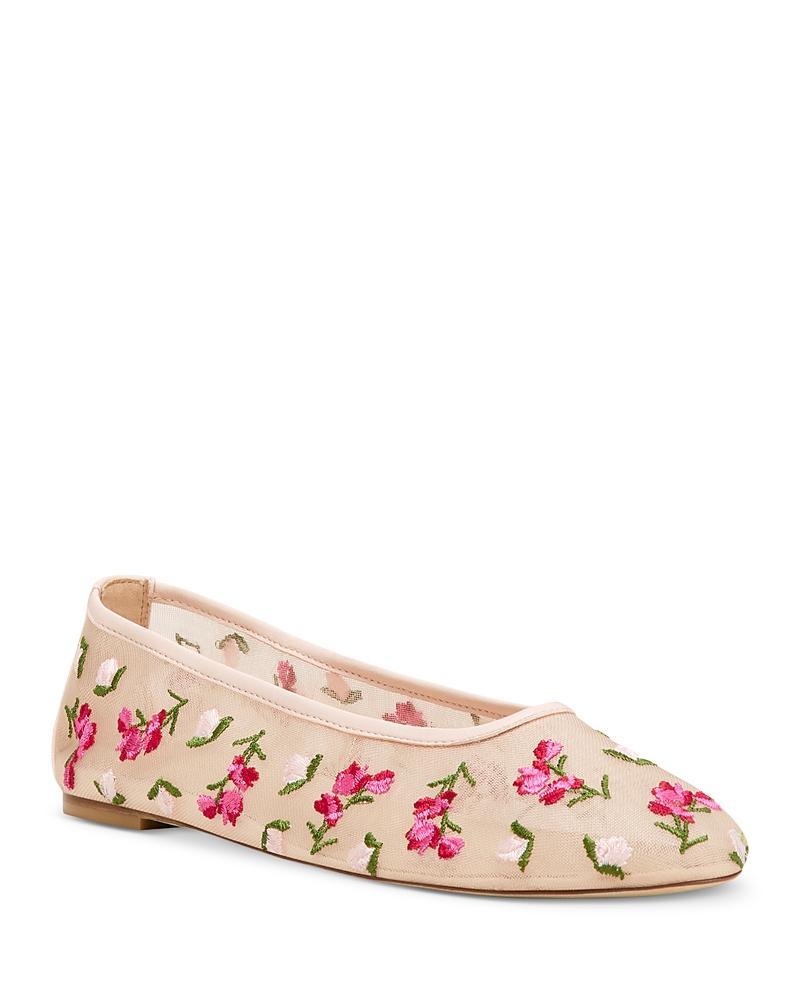 Womens Bareitall Floral Embroidered Mesh Ballet Flats Product Image