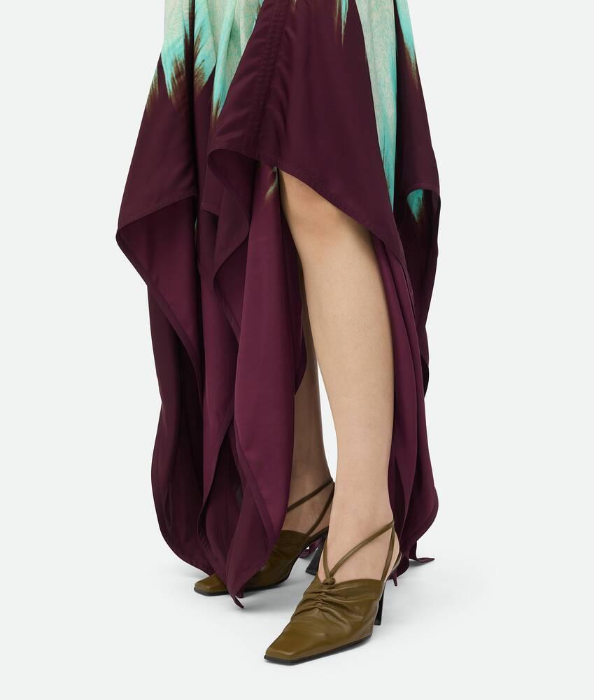 Women's Viscose Degrade Petal Print Dress in Burgundy/mint Product Image