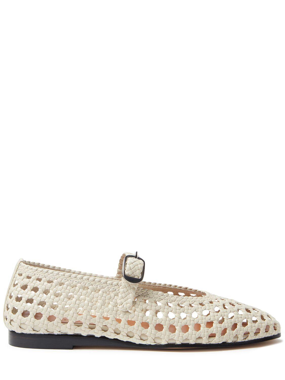 LE MONDE BERYL Woven Leather Mary Jane Ballerina Flats In Gold Product Image