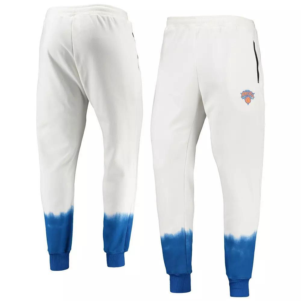 Men's Oatmeal New York Knicks Double Dribble Tie-Dye Fleece Jogger Pants, Size: Medium, Team Product Image