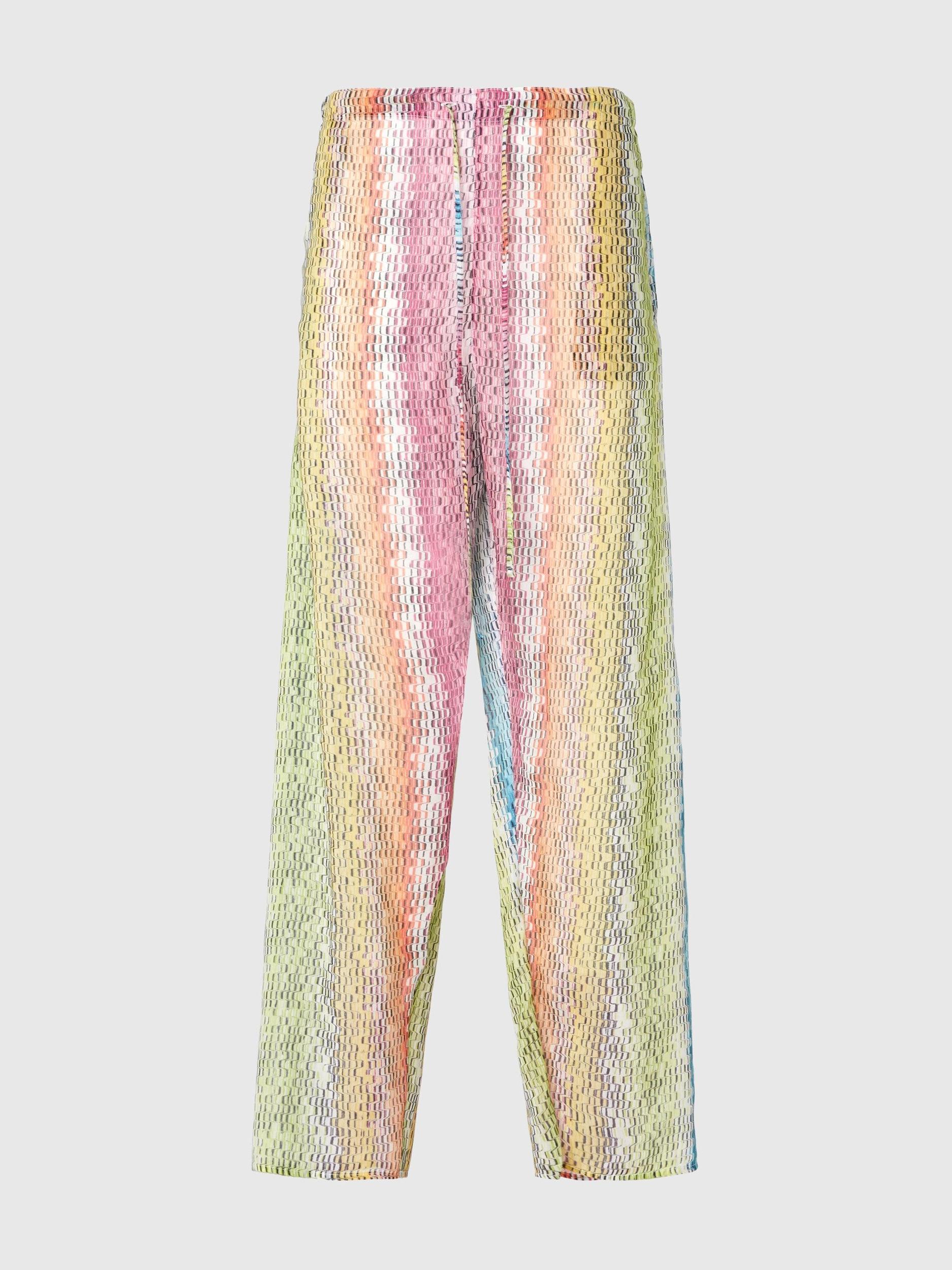 Printed cotton and silk blend trousers with drawstring Product Image
