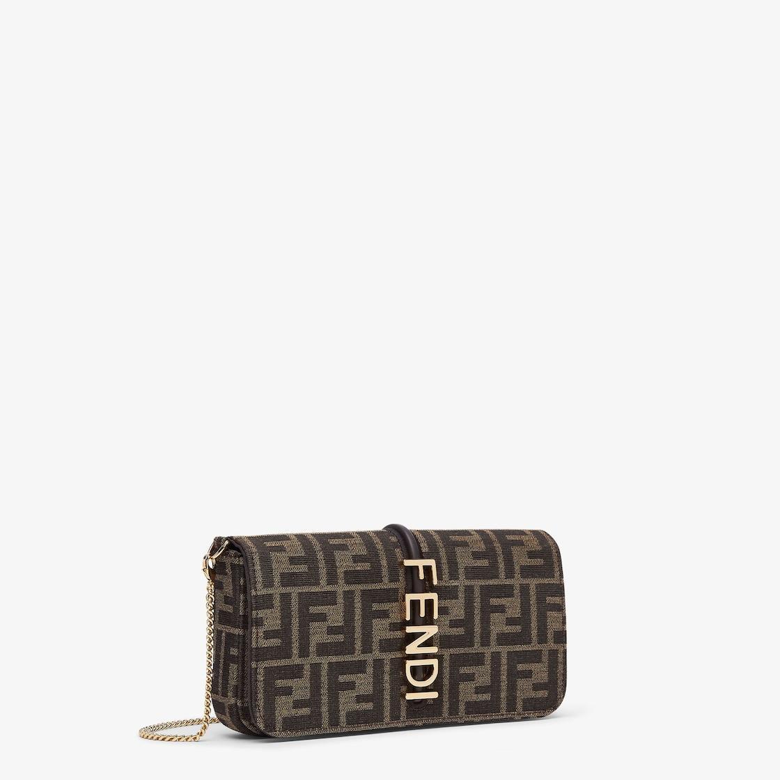 Fendigraphy Wallet On ChainBrown FF fabric wallet Product Image