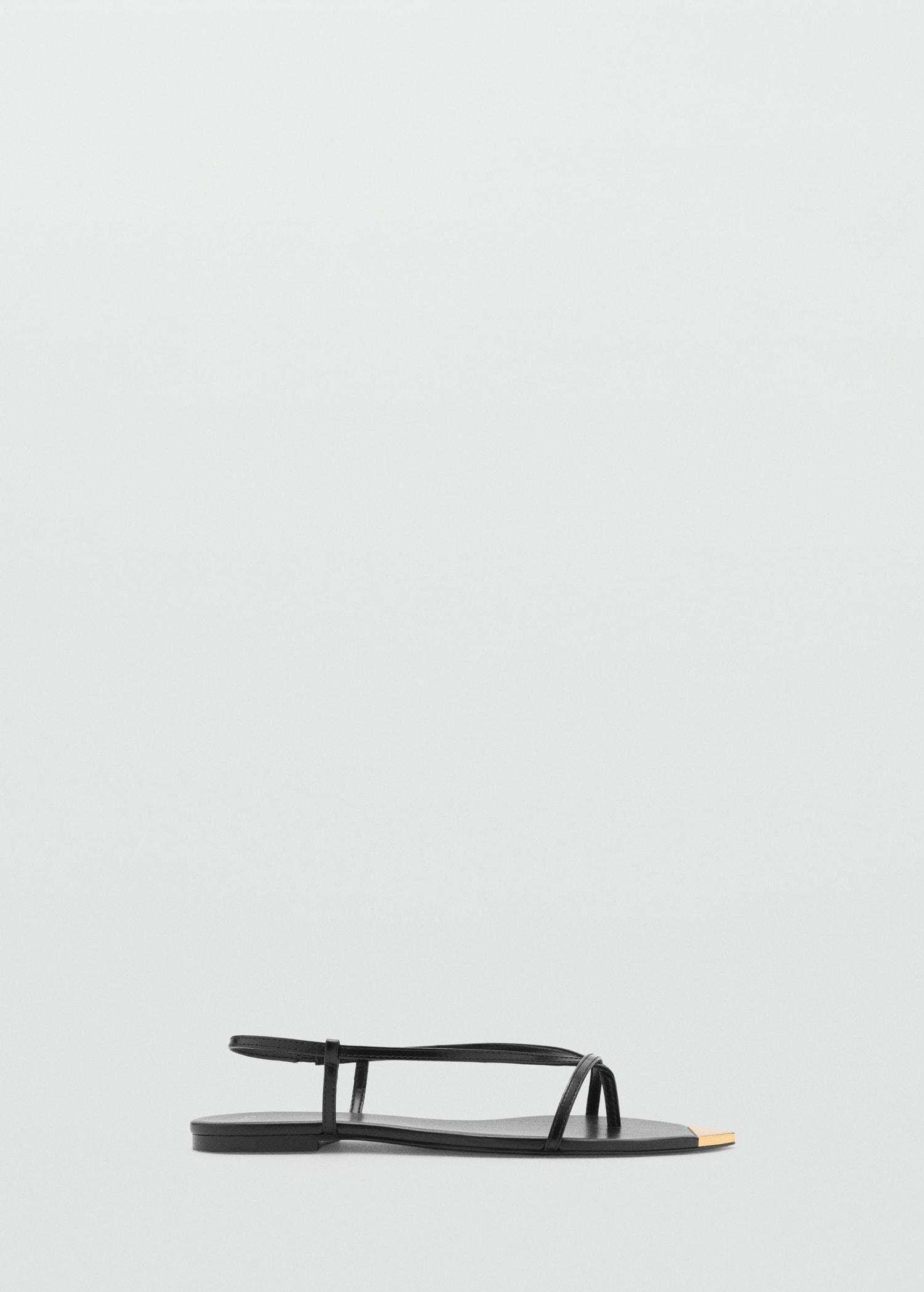Leather sandals with strap and contrasting toe - Women | MANGO USA Product Image